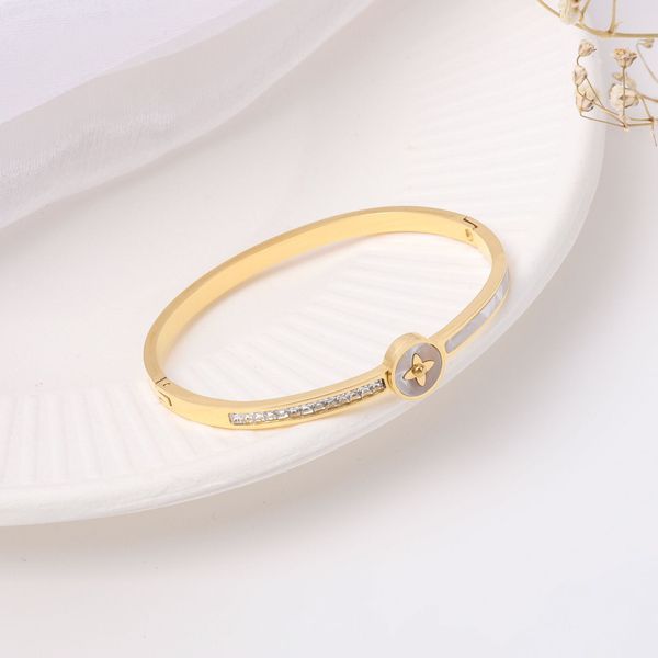 luxury design diamond insert white shell clover bangle cuff bracelet for women gift, Black
luxury design diamond insert white shell clover bangle cuff bracelet for women gift, Black