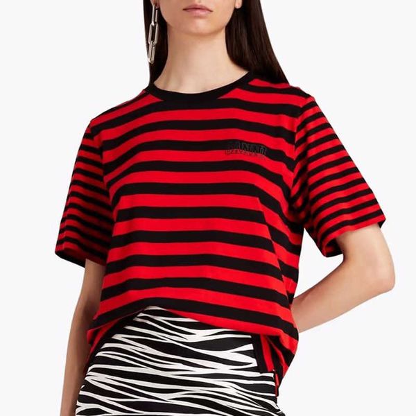 designer t shirt gannis stripe classic versatile slim round neck t shirt 23ss fashion women summer cotton beach tee casual, White
designer t shirt gannis stripe classic versatile slim round neck t shirt 23ss fashion women summer cotton beach tee casual, White