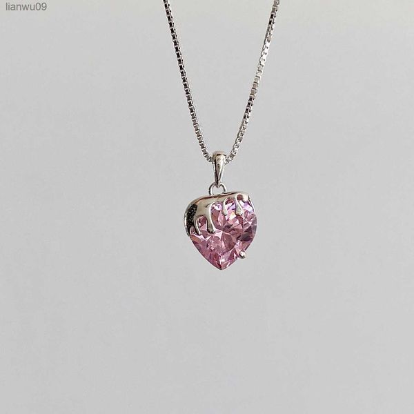 925 solid sterling silver pink melted heart pendant necklace for women platinum plated valentine's day gift bsn322 l230704
925 solid sterling silver pink melted heart pendant necklace for women platinum plated valentine's day gift bsn322 l230704