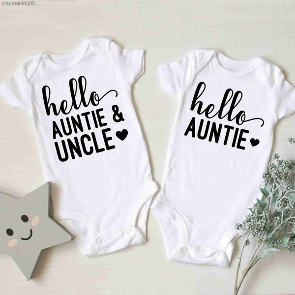 

hello aunt uncle letters print newborn baby bodysuit cotton baby boy girl onesie short sleeve romper jumpsuit body baby clothes l230712, Blue