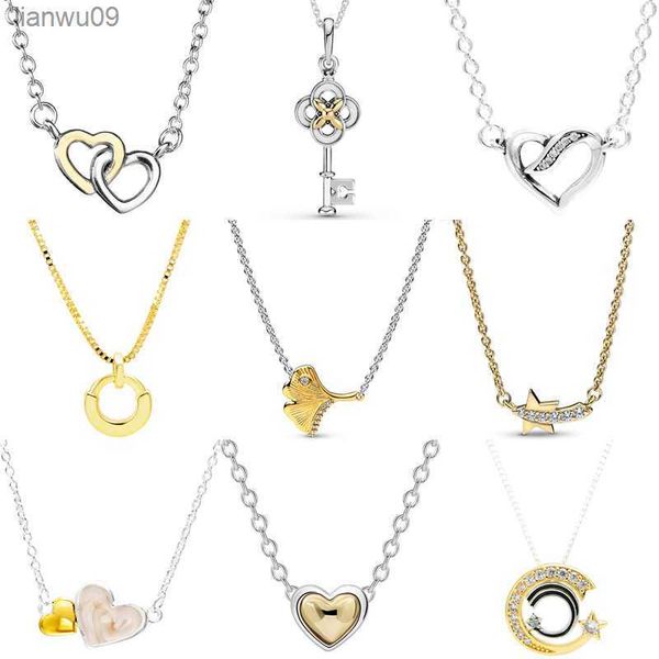 twotone key flower interlocked hearts star ginkgo collier necklace for fashion 925 sterling silver bead charm diy jewelry l230704
twotone key flower interlocked hearts star ginkgo collier necklace for fashion 925 sterling silver bead charm diy jewelry l230704