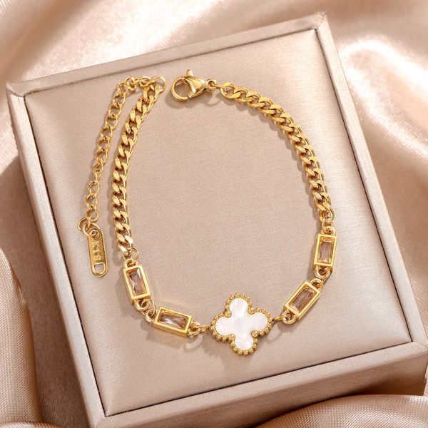 luxury brand white green clover charm bracelet original design women jewelry, Golden;silver
luxury brand white green clover charm bracelet original design women jewelry, Golden;silver