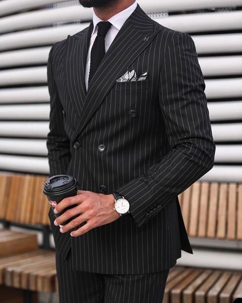 black striped men wedding suits peaked lapel groom wear 2 pieces business evening party custom made( jacket+pants), Black;gray
black striped men wedding suits peaked lapel groom wear 2 pieces business evening party custom made( jacket+pants), Black;gray