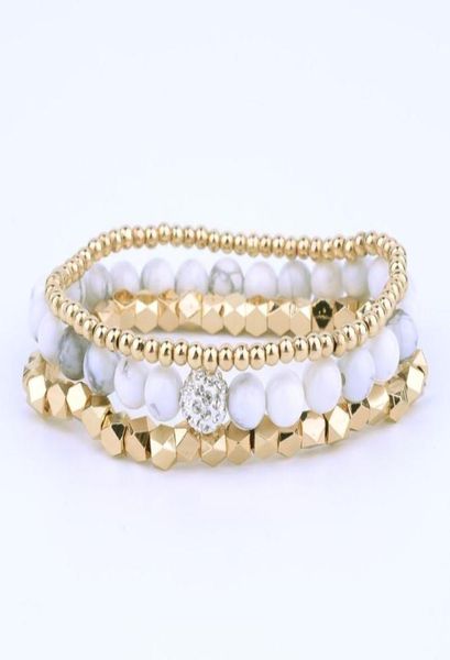 white howlite bead bracelet set gold strand beaded woman sets bcset2 beaded strands6729040, Black
white howlite bead bracelet set gold strand beaded woman sets bcset2 beaded strands6729040, Black