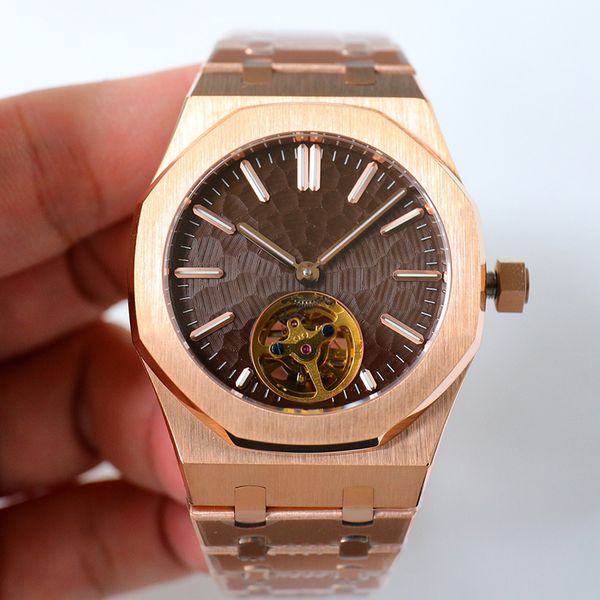 mens watches tourbillon movement watch 41mm sapphire wrist watch luminous fashion business wristwatch montre de luxe gifts, Slivery;brown
mens watches tourbillon movement watch 41mm sapphire wrist watch luminous fashion business wristwatch montre de luxe gifts, Slivery;brown