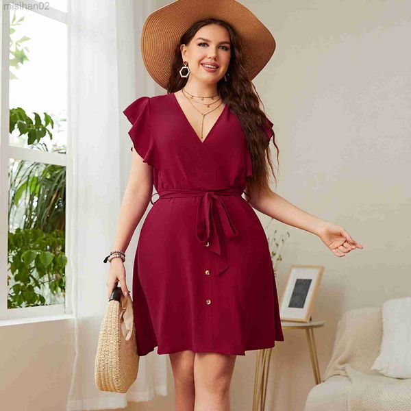 basic casual dresses stylish plus size women short dress v neck ruffle sleeve button front casual mini dress for beach holiday summer hkd230, Black;gray
basic casual dresses stylish plus size women short dress v neck ruffle sleeve button front casual mini dress for beach holiday summer hkd230, Black;gray