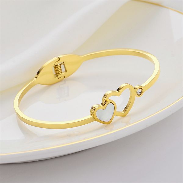 fashion jewelry stainless steel double heart bangle cuff bracelet for women, Black
fashion jewelry stainless steel double heart bangle cuff bracelet for women, Black