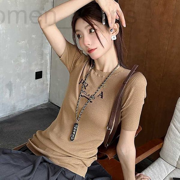 women's knits & tees designer nanyou high edition knitted shirt 2023 summer thin fit slim round neck letter short sleeve women 1akf, White
women's knits & tees designer nanyou high edition knitted shirt 2023 summer thin fit slim round neck letter short sleeve women 1akf, White