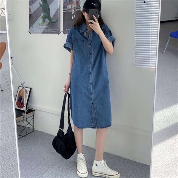 denim dress for women spring and summer dark blue shirt online celebrity korean loose casual, Black;gray
denim dress for women spring and summer dark blue shirt online celebrity korean loose casual, Black;gray