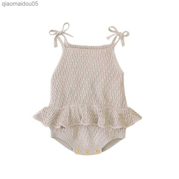 

baby bodysuit cute newborn girl outfits clothes fashion summer toddler infant strap jumpsuit solid knitted kids onesie 0-2y l230712, Blue