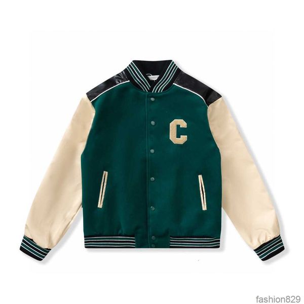 

2023 mens designer jacket men coats flight jacke baseball uniform letter c embroidery pu leather comfortable pearl clasp fashion men's, Black;brown