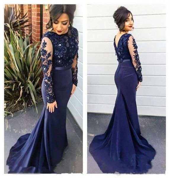 navy blue lace long new arrival 2019 mermaid formal evening dresses jewel back long sleeve illusion appliques satin party dre5379728, Black;red
navy blue lace long new arrival 2019 mermaid formal evening dresses jewel back long sleeve illusion appliques satin party dre5379728, Black;red