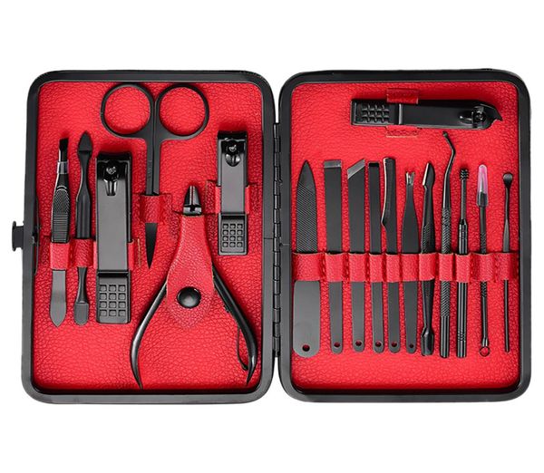 drop 18pcs manicure set pedicure tools household black stainless steel ear spoon nail clippers cutters scissors kit6399770
drop 18pcs manicure set pedicure tools household black stainless steel ear spoon nail clippers cutters scissors kit6399770