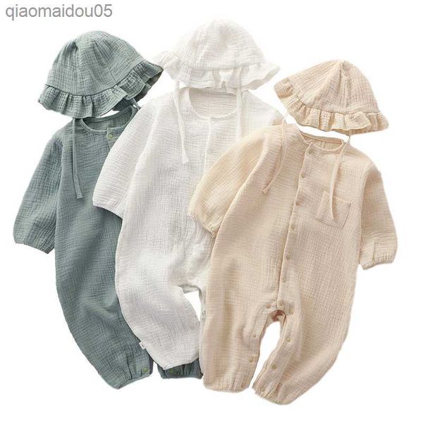 cotton muslin baby jumpsuit with hat long sleeve toddler romper for boys girls soft spring autumn baby clothes newborn onesie l230712, Blue 
cotton muslin baby jumpsuit with hat long sleeve toddler romper for boys girls soft spring autumn baby clothes newborn onesie l230712, Blue