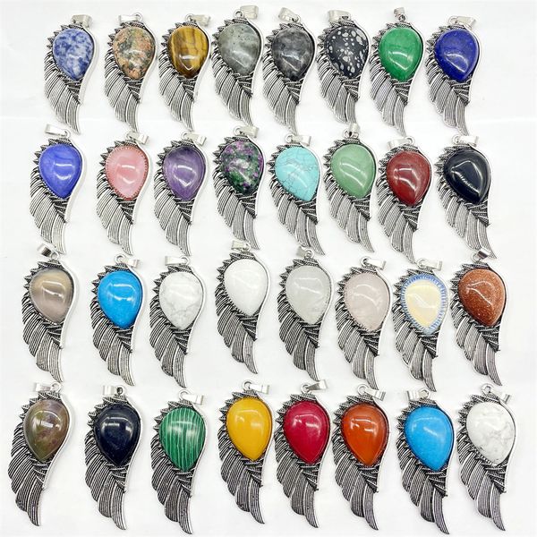 natural crystal stone angel wings pendant lapis amethyst aventurine rose quartz agate charms diy necklaces accessories, Bronze;silver
natural crystal stone angel wings pendant lapis amethyst aventurine rose quartz agate charms diy necklaces accessories, Bronze;silver