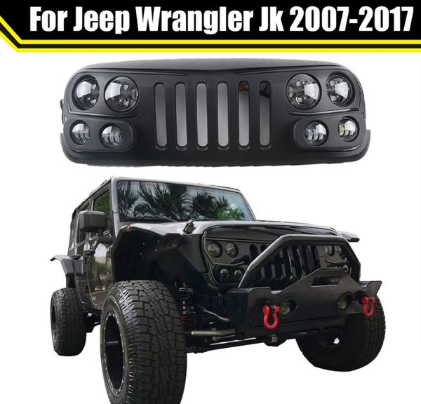 racing grill for jeep wrangler jk 2007-2017 hood grille abs matte black auto parts front bumper mesh grilles w/lights trim cover
racing grill for jeep wrangler jk 2007-2017 hood grille abs matte black auto parts front bumper mesh grilles w/lights trim cover