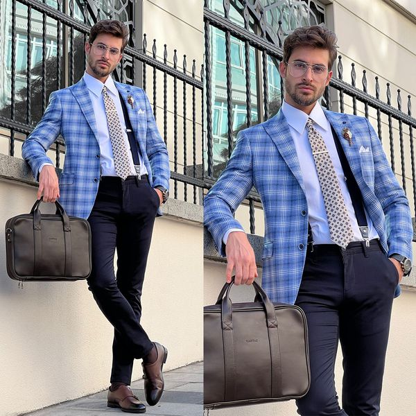 plaid mens wedding suits 2 pieces groom wear peaked lapel tuxedos for male business office prom blue blazer with pants, Black;gray
plaid mens wedding suits 2 pieces groom wear peaked lapel tuxedos for male business office prom blue blazer with pants, Black;gray