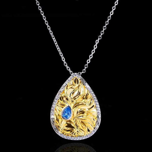 new golden sapphire pendant necklace 925 silver ladies jewelry embossed luxury classic sweater chain clavicle chain l230704
new golden sapphire pendant necklace 925 silver ladies jewelry embossed luxury classic sweater chain clavicle chain l230704