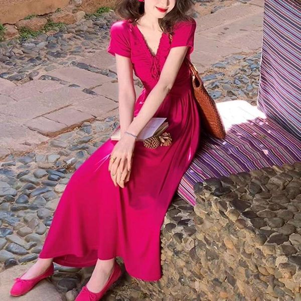 yayun| arrival sweet berry sauce ice silk modal white red v neck dress temperament long skirt for women, Black;gray
yayun| arrival sweet berry sauce ice silk modal white red v neck dress temperament long skirt for women, Black;gray