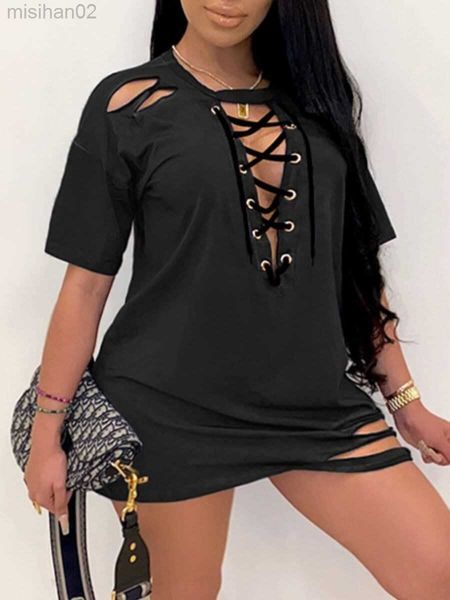 basic casual dresses lw plus size ripped bandage design dress casual short sleeve v neck solid color tee cleavage female vestidos hkd230807, Black;gray
basic casual dresses lw plus size ripped bandage design dress casual short sleeve v neck solid color tee cleavage female vestidos hkd230807, Black;gray