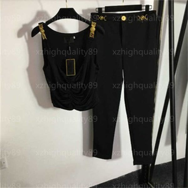 summer womens tracksuits set pants two piece sets hardware shoulder buckle vest slim fit skinny drawstring casual pants designer tracksuit, White
summer womens tracksuits set pants two piece sets hardware shoulder buckle vest slim fit skinny drawstring casual pants designer tracksuit, White
