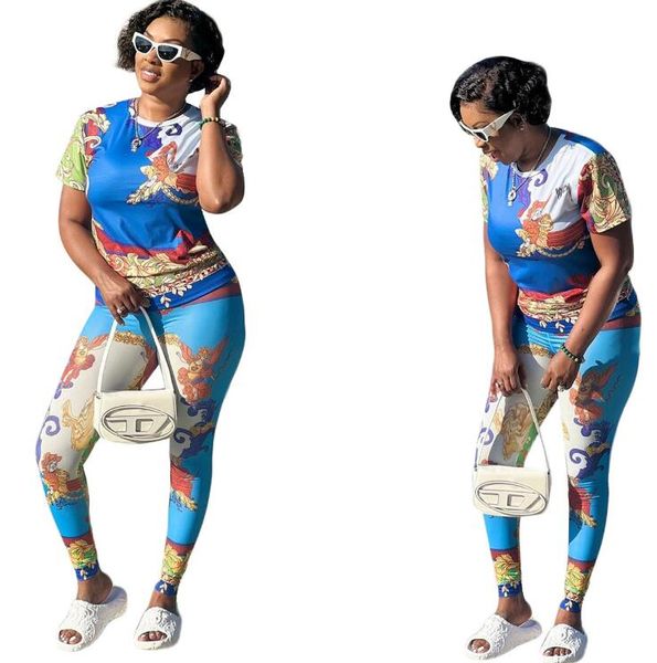 j2890 european american women's two piece pants round neck fashion rich casual printed women short sleeve suit, White
j2890 european american women's two piece pants round neck fashion rich casual printed women short sleeve suit, White