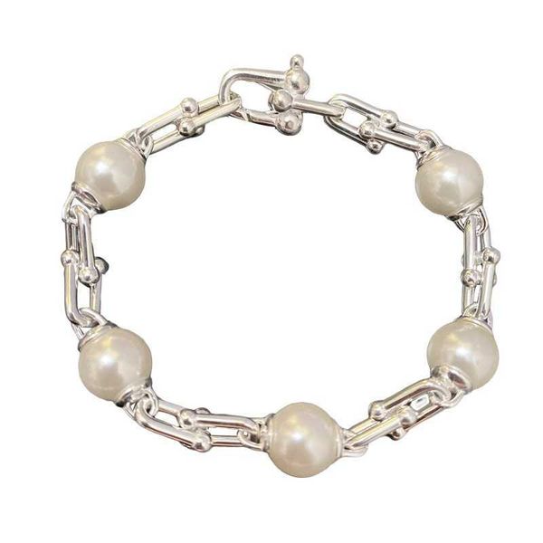 925 sterling silver tiffay hardwear series chain buckled pearl bracelet women's simple temperament star same style, Golden;silver
925 sterling silver tiffay hardwear series chain buckled pearl bracelet women's simple temperament star same style, Golden;silver
