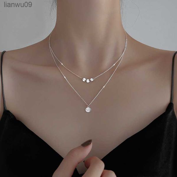necklace 925 silver chain for women sterling silver doublelayer round bead pendant necklace clavicle chain collar jewelry l230704
necklace 925 silver chain for women sterling silver doublelayer round bead pendant necklace clavicle chain collar jewelry l230704