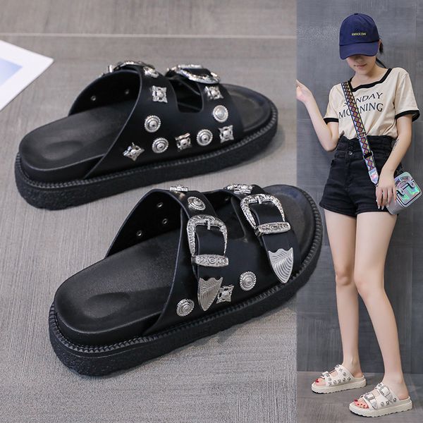 sandals summer punk rock women slippers rivets platform leather mules creative metal fittings slippers female casual sandals shoe slides 230, Black
sandals summer punk rock women slippers rivets platform leather mules creative metal fittings slippers female casual sandals shoe slides 230, Black