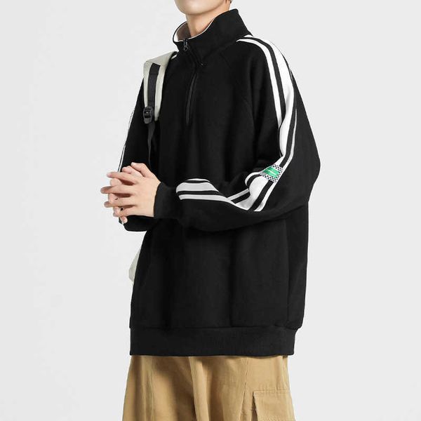 no brand name half zip sweater men's spring and autumn fashion brand ins standing collar ruffian and loose fitting student sports coat, Black
no brand name half zip sweater men's spring and autumn fashion brand ins standing collar ruffian and loose fitting student sports coat, Black
