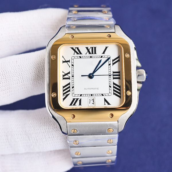 square men's watch 40mm designer watch white dial stainless steel strap fully automatic mechanical fashion men's watch montre de l, Slivery;brown
square men's watch 40mm designer watch white dial stainless steel strap fully automatic mechanical fashion men's watch montre de l, Slivery;brown