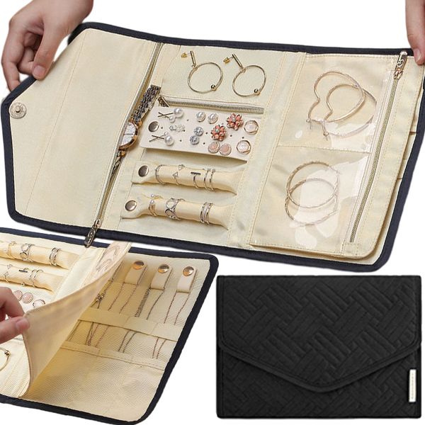 jewelry boxes large portable organizer roll foldable case for bracelet ring necklaces earring storage bag travel bags 230808, Black;white
jewelry boxes large portable organizer roll foldable case for bracelet ring necklaces earring storage bag travel bags 230808, Black;white