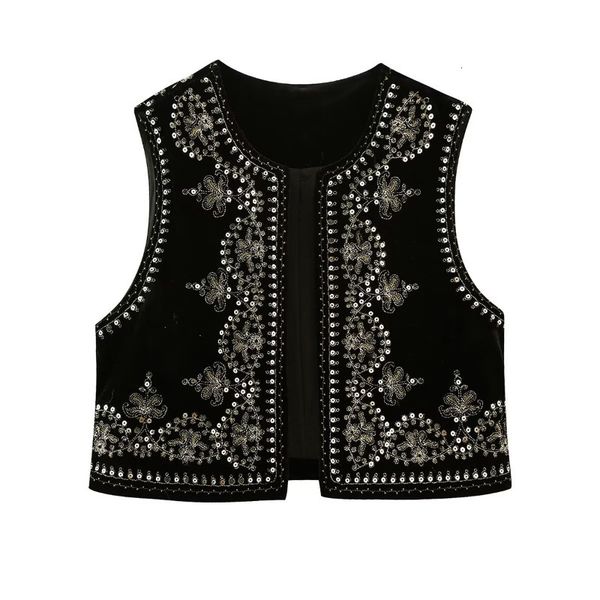 women's vests women vintage o neck sequins flower embroidery short vest jacket ladies sleeveless casual velvet waistcoat 230808, Black;white
women's vests women vintage o neck sequins flower embroidery short vest jacket ladies sleeveless casual velvet waistcoat 230808, Black;white