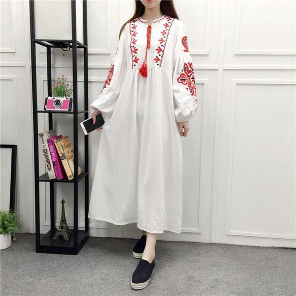 spring ethnic style embroidered lace loose long lantern sleeved dress and autumn womens clothing, Black;gray
spring ethnic style embroidered lace loose long lantern sleeved dress and autumn womens clothing, Black;gray