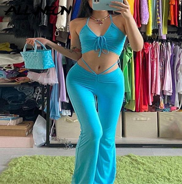 allneon y2k streetwear bandage blue coord suits 2000s fashion drawstring halter and high waist flare pants 2 piece set 24554432, White
allneon y2k streetwear bandage blue coord suits 2000s fashion drawstring halter and high waist flare pants 2 piece set 24554432, White