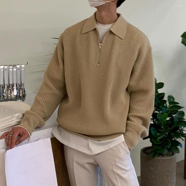 men's sweaters winter lapel sweater men warm fashion casual knit pullover korean loose zipper long sleeve mens jumper clothes, White;black
men's sweaters winter lapel sweater men warm fashion casual knit pullover korean loose zipper long sleeve mens jumper clothes, White;black