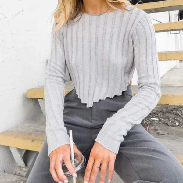 women's 2023 autumn new solid color pit stripe long sleeve knitted short cropped women's sweater, White;black
women's 2023 autumn new solid color pit stripe long sleeve knitted short cropped women's sweater, White;black