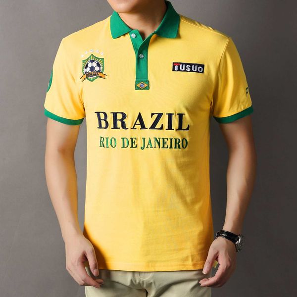 new brazilian football fans casual cotton embroidered polo shirt men's brazilian football, White;black
new brazilian football fans casual cotton embroidered polo shirt men's brazilian football, White;black