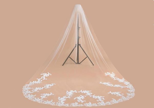 white ivory long tulle bridal veil velos de novia 3m lace edge cathedral veils with comb wedding accessories9710901, Black
white ivory long tulle bridal veil velos de novia 3m lace edge cathedral veils with comb wedding accessories9710901, Black