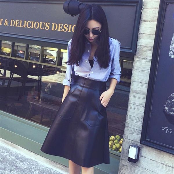 new design fashion women's high waist pockets a-line knee length pu leather umbrella skirt plus size xssmlxlxxl244i, Black
new design fashion women's high waist pockets a-line knee length pu leather umbrella skirt plus size xssmlxlxxl244i, Black