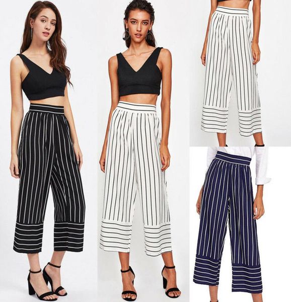 new women fashion high waist wide leg pants stripe bellbottom trousers cotton fashion summer anklelength pants2079111, Black;white
new women fashion high waist wide leg pants stripe bellbottom trousers cotton fashion summer anklelength pants2079111, Black;white