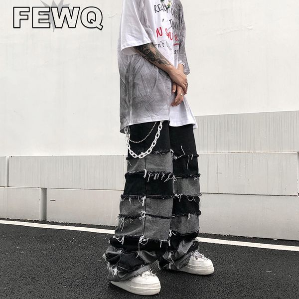 men's jeans fewq men's tassel darkwear jeans vintage trendy patchwork male denim trousers high street straight pants spring 24b218, Blue
men's jeans fewq men's tassel darkwear jeans vintage trendy patchwork male denim trousers high street straight pants spring 24b218, Blue