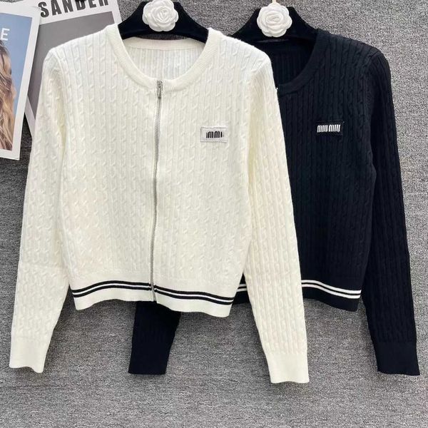 fashion slim fit knitted jacket women sweaters miu designer sweater letter embroidered zipper jacket casual coat, White;black
fashion slim fit knitted jacket women sweaters miu designer sweater letter embroidered zipper jacket casual coat, White;black