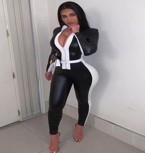 women039s jumpsuits rompers pu leather black white patchwork romper women jumpsuit zipper long sleeve pencil pants bodyc4355718
women039s jumpsuits rompers pu leather black white patchwork romper women jumpsuit zipper long sleeve pencil pants bodyc4355718