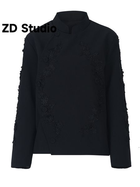 women's suits blazers zd studio women black vintage asymmetric size blazer stand collar long sleeve jacket spring autumn 2023 230807, White;black
women's suits blazers zd studio women black vintage asymmetric size blazer stand collar long sleeve jacket spring autumn 2023 230807, White;black