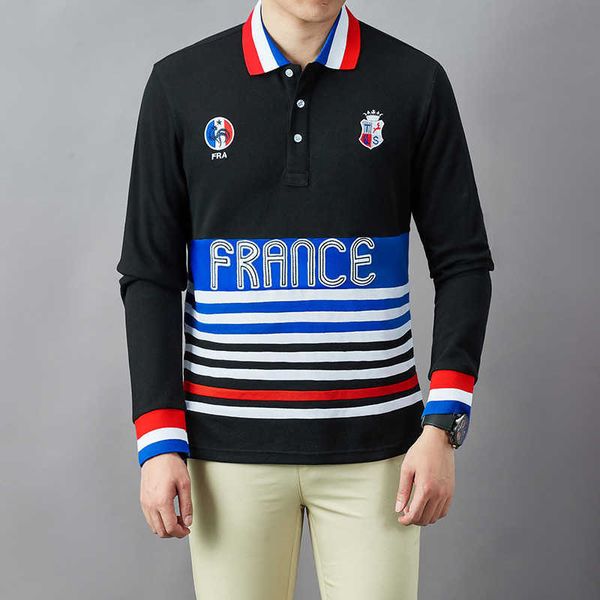 new polo shirt men's pure cotton embroidery long sleeved casual sports black french stripe slim fit large, White;black
new polo shirt men's pure cotton embroidery long sleeved casual sports black french stripe slim fit large, White;black