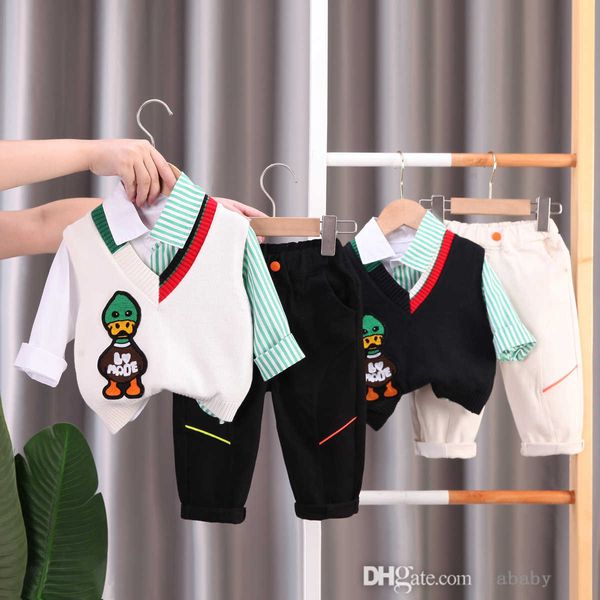 kids tracksuit designer clothes three pieces sets for boys cartoon v-neck knitting sweater vest plaid shirt black pants 2023 autumn children, White
kids tracksuit designer clothes three pieces sets for boys cartoon v-neck knitting sweater vest plaid shirt black pants 2023 autumn children, White