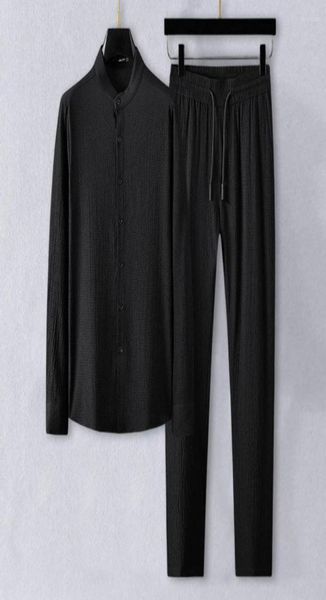 men039s tracksuits 1 set autumn men pants pleated trousers solid color two piece stand collar relaxed fit shirt streetwear6945987, Gray
men039s tracksuits 1 set autumn men pants pleated trousers solid color two piece stand collar relaxed fit shirt streetwear6945987, Gray