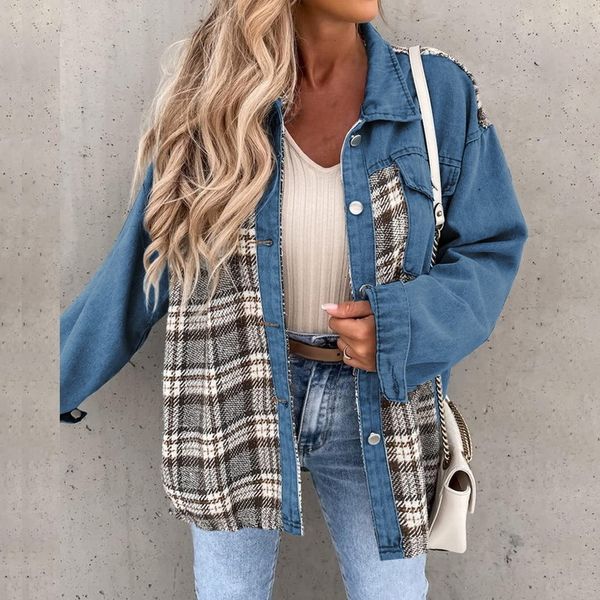 womens jackets autumn plaid jacket long sleeve lapel buttondown shirts corduroy denim shacket coat casual outwear with pocket 230808, Black;brown
womens jackets autumn plaid jacket long sleeve lapel buttondown shirts corduroy denim shacket coat casual outwear with pocket 230808, Black;brown