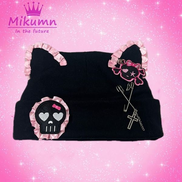 beanie/skull caps mikumn harajuku gothic y2k pink ruffles cat ear hat women punk cross skull black beanie hat female cute winter warm knitte, Blue;gray
beanie/skull caps mikumn harajuku gothic y2k pink ruffles cat ear hat women punk cross skull black beanie hat female cute winter warm knitte, Blue;gray